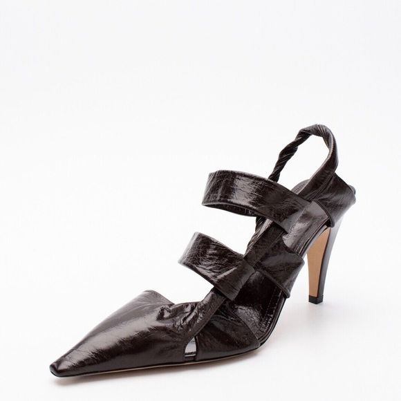 New The Point Leather Slingback ShoesEU39.5 Crushed available in 9.5 black - Picture 3 of 9
